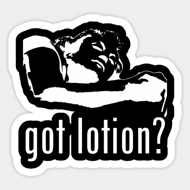 Got Lotion? Buffalo Bill (White) Sticker by Zombie Squad Clothing